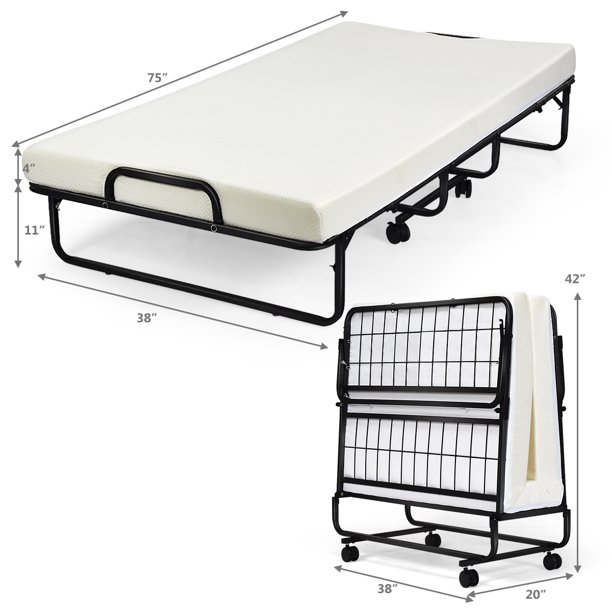Foldable Cot Bed with Cotton Mattress (2)